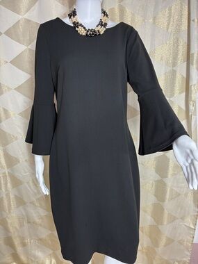 Calvin Klein Black Bell-Sleeve Shift Dress